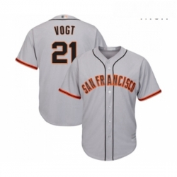 Mens San Francisco Giants 21 Stephen Vogt Replica Grey Road Cool Base Baseball Jersey 