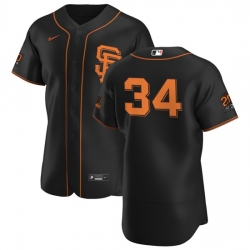 San Francisco Giants 34 Kevin Gausman Men Nike Black Alternate 2020 Authentic 20 at 24 Patch Player MLB Jersey