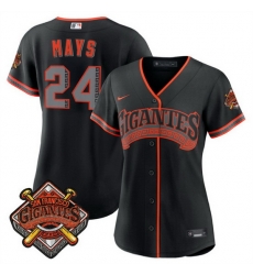 Women San Francisco Giants  24 Willie Mays Black 2026 Alternate Stadium Stitched Baseball Jersey  