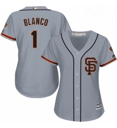 Womens Majestic San Francisco Giants 1 Gregor Blanco Replica Grey Road 2 Cool Base MLB Jersey 