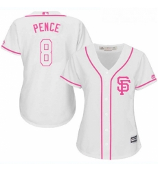 Womens Majestic San Francisco Giants 8 Hunter Pence Authentic White Fashion Cool Base MLB Jersey