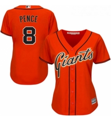 Womens Majestic San Francisco Giants 8 Hunter Pence Replica Orange Alternate Cool Base MLB Jersey