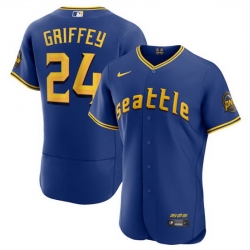 Men Seattle Mariners 24 Ken Griffey Jr  Royal 2023 City Connect Flex Base Stitched Jersey