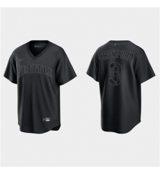 Men Seattle Mariners 3 J P  Crawford Black Pitch Black Fashion Replica Stitched Jersey