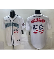 Men Seattle Mariners  56 Randy Arozarena White USA 250 Fourth of July Home Stitched Baseball Jersey