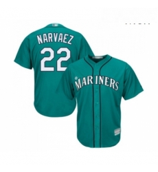 Mens Seattle Mariners 22 Omar Narvaez Replica Teal Green Alternate Cool Base Baseball Jersey 