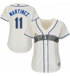 Womens Majestic Seattle Mariners 11 Edgar Martinez Authentic Cream Alternate Cool Base MLB Jersey 