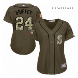 Womens Majestic Seattle Mariners 24 Ken Griffey Authentic Green Salute to Service MLB Jersey