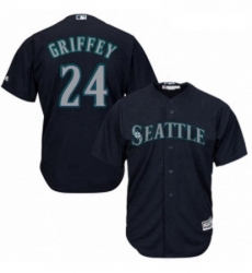 Womens Majestic Seattle Mariners 24 Ken Griffey Authentic Navy Blue Alternate 2 Cool Base MLB Jersey