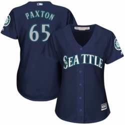 Womens Majestic Seattle Mariners 65 James Paxton Replica Navy Blue Alternate 2 Cool Base MLB Jersey 