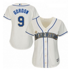 Womens Majestic Seattle Mariners 9 Dee Gordon Replica Cream Alternate Cool Base MLB Jersey 