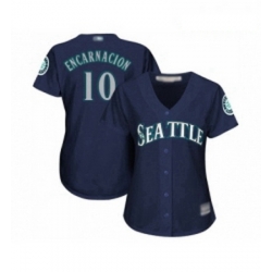 Womens Seattle Mariners 10 Edwin Encarnacion Replica Navy Blue Alternate 2 Cool Base Baseball Jersey 