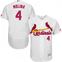 Men St. Louis Cardinals #4 Yadier Molina White MLB Jersey