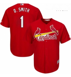 Mens Majestic St Louis Cardinals 1 Ozzie Smith Replica Red Cool Base MLB Jersey