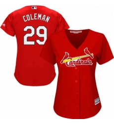 Womens Majestic St Louis Cardinals 29 Vince Coleman Authentic Red Alternate Cool Base MLB Jersey