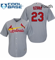 Youth Majestic St Louis Cardinals 23 Marcell Ozuna Replica Grey Road Cool Base MLB Jersey 