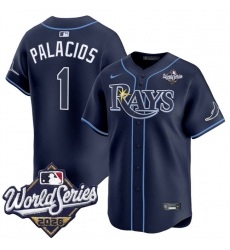 Men Tampa Bay Rays  1 Richie Palacios Navy 2026 World Series Limited Stitched Baseball Jersey