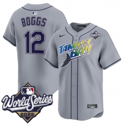 Men Tampa Bay Rays  12 Wade Boggs Grey 2026 World Series Limited Stitched Baseball Jersey