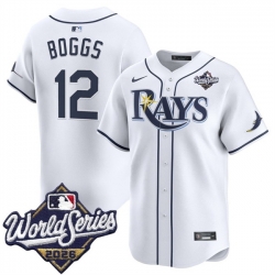 Men Tampa Bay Rays  12 Wade Boggs White 2026 World Series Home Limited Stitched Baseball Jersey