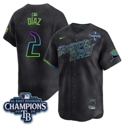 Men Tampa Bay Rays  2 Yandy Diaz Charcoal 2026 AL East Champions Patch City Connect Limited Stitched Baseball Jersey
