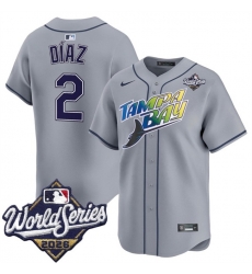 Men Tampa Bay Rays 2 Yandy Diaz Grey 2026 World Series Limited Stitched Baseball Jersey Men Tampa Bay Rays 2 Yandy Diaz Grey 2026 World Series Limited Stitched Baseball Jersey