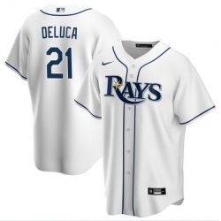 Men Tampa Bay Rays 21 Jonny DeLuca White Cool Base Stitched Baseball Jersey