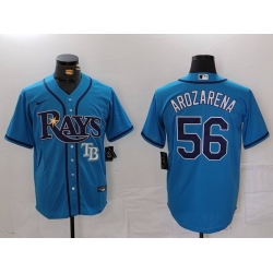 Men Tampa Bay Rays 56 Randy Arozarena Blue Cool Base Stitched Baseball Jersey 1