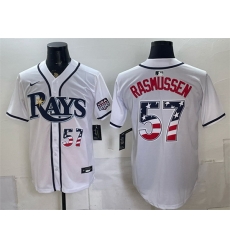 Men Tampa Bay Rays  57 Drew Rasmussen White 2026 USA 250 Fourth of July Home Stitched Baseball Jersey