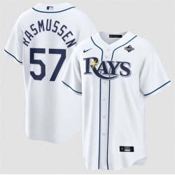 Men Tampa Bay Rays  57 Drew Rasmussen White 2026 World Series Home Cool Base Stitched Baseball Jersey