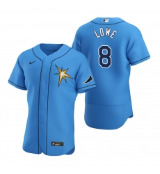 Men Tampa Bay Rays 8 Brandon Lowe Men Nike Light Blue Alternate 2020 Flex Base Team MLB Jersey