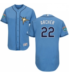 Mens Majestic Tampa Bay Rays 22 Chris Archer Light Blue Flexbase Authentic Collection MLB Jersey