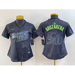 Women Tampa Bay Rays 56 Randy Arozarena Charcoal 2024 City Connect Limited Stitched Baseball Jersey 3