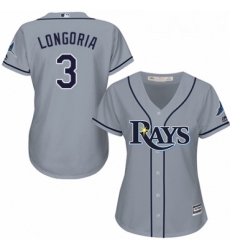 Womens Majestic Tampa Bay Rays 3 Evan Longoria Authentic Grey Road Cool Base MLB Jersey