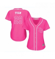 Womens Tampa Bay Rays 29 Tommy Pham Replica Pink Fashion Cool Base Baseball Jersey 