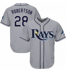 Youth Majestic Tampa Bay Rays 28 Daniel Robertson Authentic Grey Road Cool Base MLB Jersey 