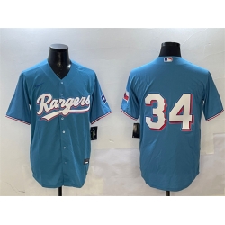 Men Texas Rangers 34 Nolan Ryan Blue Cool Base Stitched Baseball Jersey