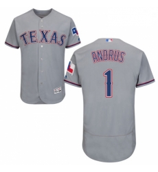 Mens Majestic Texas Rangers 1 Elvis Andrus Grey Road Flex Base Authentic Collection MLB Jersey