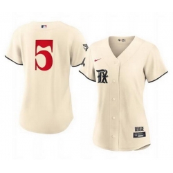 Women Texas Rangers 5 Corey Seager Cream 2023 City Connect Stitched Baseball Jersey 