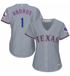 Womens Majestic Texas Rangers 1 Elvis Andrus Authentic Grey Road Cool Base MLB Jersey