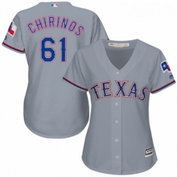 Womens Majestic Texas Rangers 61 Robinson Chirinos Authentic Grey Road Cool Base MLB Jersey 