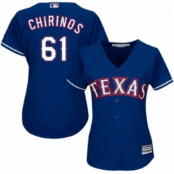 Womens Majestic Texas Rangers 61 Robinson Chirinos Authentic Royal Blue Alternate 2 Cool Base MLB Jersey 