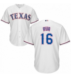 Youth Majestic Texas Rangers 16 Ryan Rua Authentic White Home Cool Base MLB Jersey 