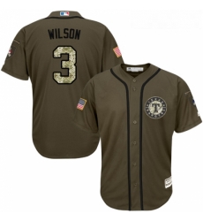 Youth Majestic Texas Rangers 3 Russell Wilson Authentic Green Salute to Service MLB Jersey