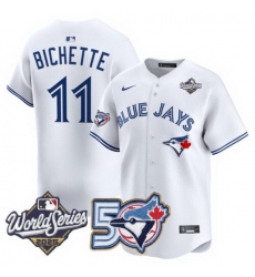 Men Women Youth Blue Jays 50th Patch 2025 World Series White 11 Bichette Stitched Jersey Men Women Youth Blue Jays 50th Patch 2025 World Series White 11 Bichette Stitched Jersey