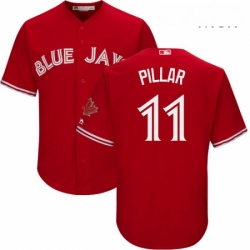 Mens Majestic Toronto Blue Jays 11 Kevin Pillar Replica Scarlet Alternate Cool Base MLB Jersey