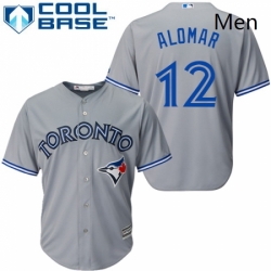 Mens Majestic Toronto Blue Jays 12 Roberto Alomar Replica Grey Road MLB Jersey