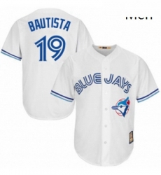 Mens Majestic Toronto Blue Jays 19 Jose Bautista Replica White Cooperstown MLB Jersey