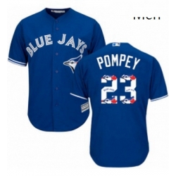 Mens Majestic Toronto Blue Jays 23 Dalton Pompey Authentic Blue Team Logo Fashion MLB Jersey