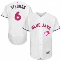 Mens Majestic Toronto Blue Jays 6 Marcus Stroman Authentic White 2016 Mothers Day Fashion Flex Base Jersey 