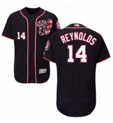 Mens Majestic Washington Nationals 14 Mark Reynolds Navy Blue Alternate Flex Base Authentic Collection MLB Stitched Jersey